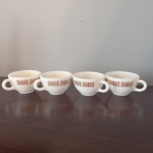 Set 4 Pyrex Copper Filigree by Corning Butterfly Tableware 70's Cups - Picture 2 of 5